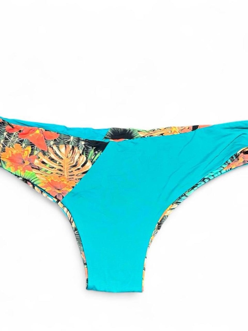 San Lorenzo Turquoise Bikini Bottom with Tropical Floral Panels